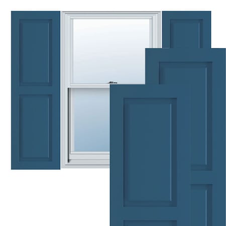 True Fit PVC Two Equal Raised Panel Shutters, Sojourn Blue, 12W X 67H
